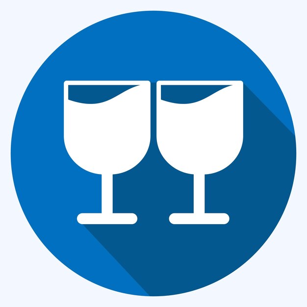 Copas de iconos adecuadas para símbolos de bodas estilo sombra larga diseño simple editable