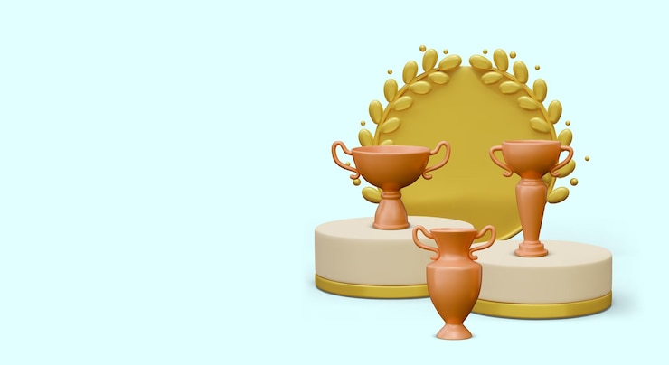 Vector copas de oro para tres ganadores composición vectorial en estilo realista