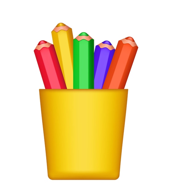 Copas de plástico con lápices y clipart vectorial