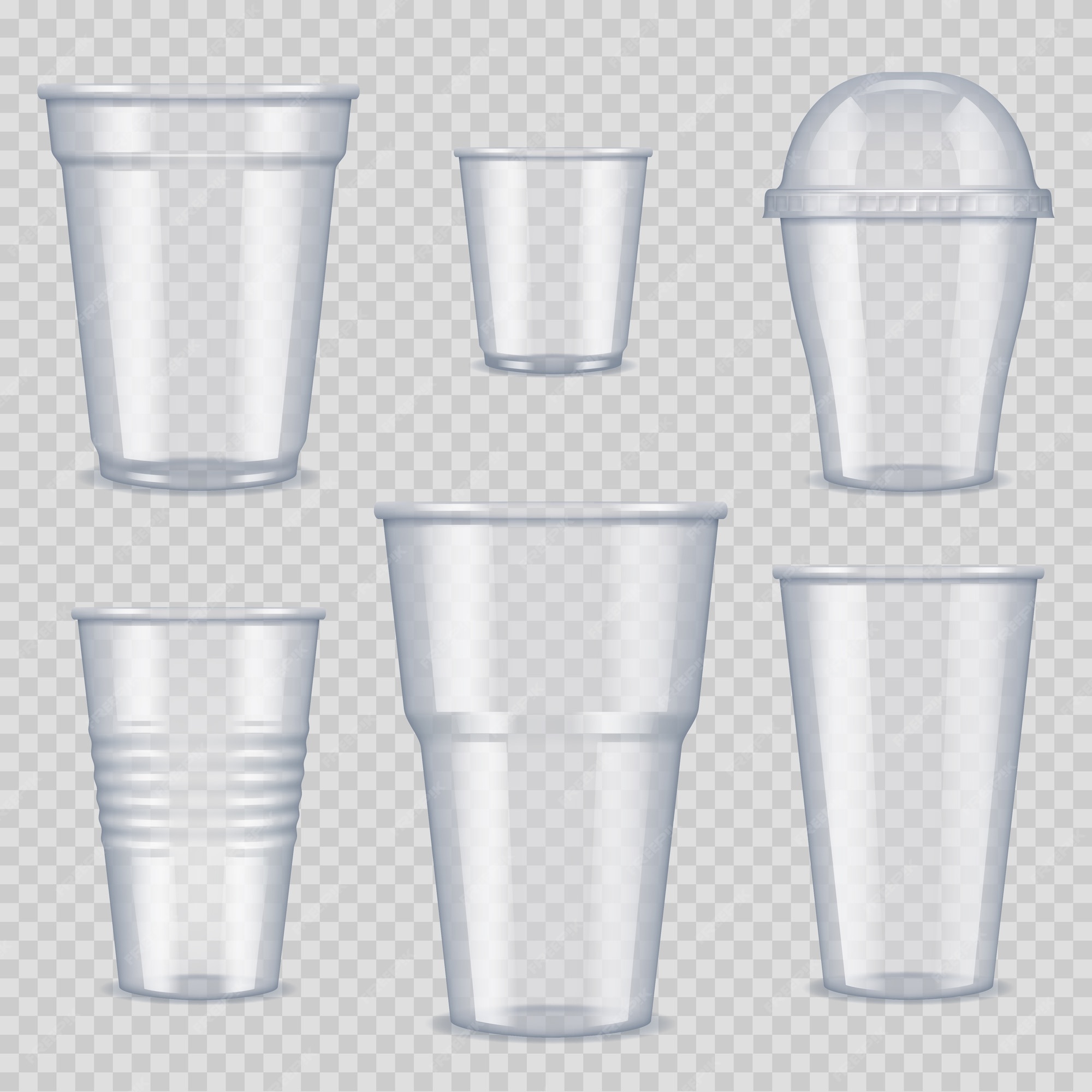 Copas de plástico. recipiente vacío transparente para bebidas alimentos y bebidas plantilla de vasos de plástico vector imágenes realistas. vaso de plástico transparente desechable para bebida ilustración | Vector Premium Copas de plástico. recipiente vacío transparente para bebidas alimentos y bebidas plantilla de vasos de plástico vector imágenes realistas. vaso de plástico transparente desechable para bebida ilustración | Vector Premium