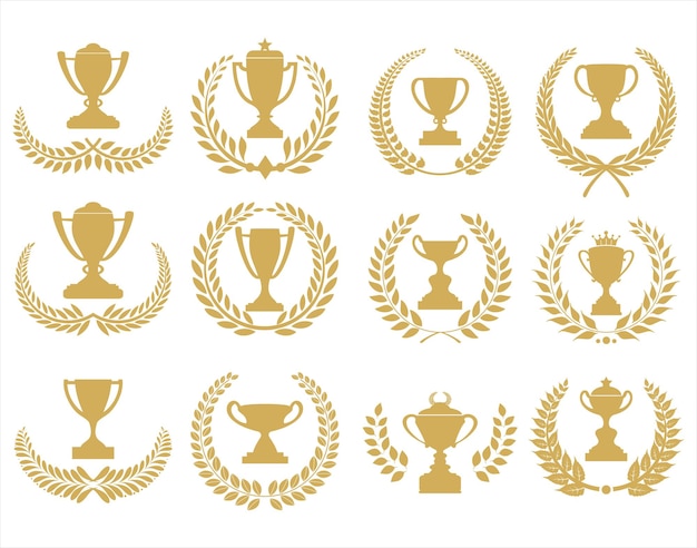 Vector copas de premios y colección de vectores de iconos de trofeos