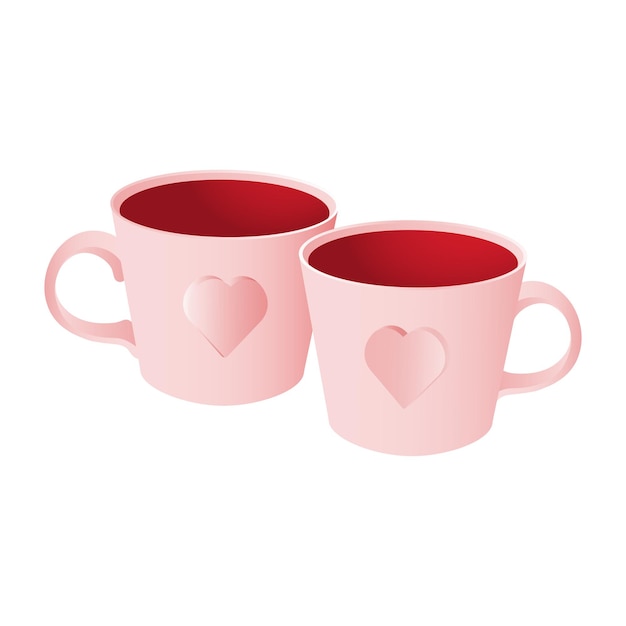 Copas rosadas con aplicación corazón Boda o Día de San Valentín concepto Ilustración vectorial