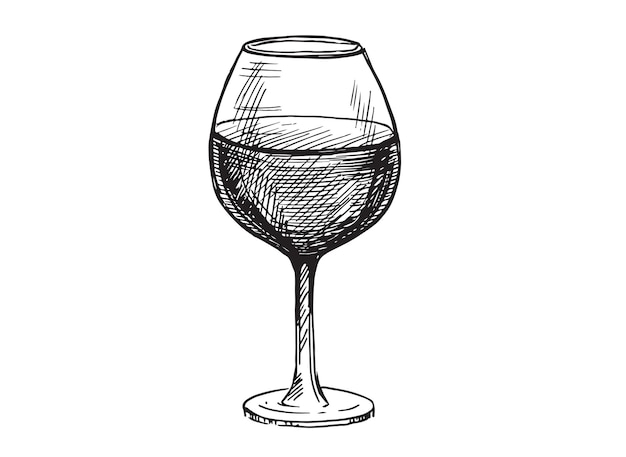 Copas de vino boceto ilustración vectorial elementos de diseño de etiquetas dibujadas a mano