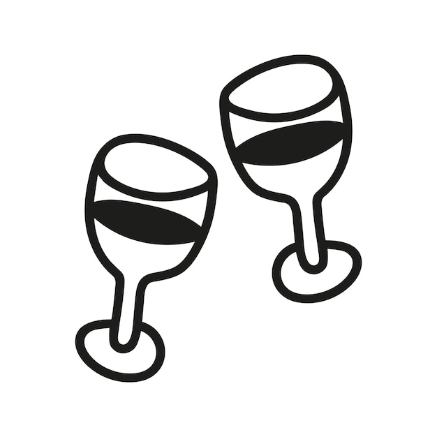 Copas de vino de celebración Ilustración vectorial dibujada a mano