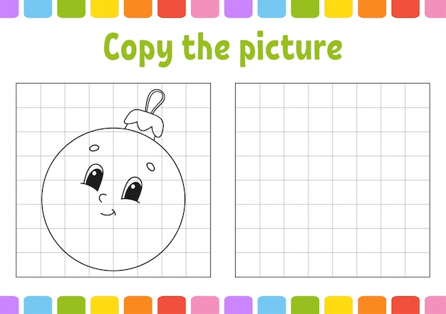 Copia la imagen. Páginas de libros para colorear para niños. Hoja de trabajo de desarrollo educativo. Juego para niños. Práctica de escritura a mano.