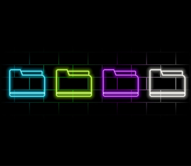 Copiar archivos icono de neón Vector de contorno de línea delgada simple de la web íconos minimalistas para UI y UX sitio web o aplicación móvil aislados en pared de ladrillo color rosa