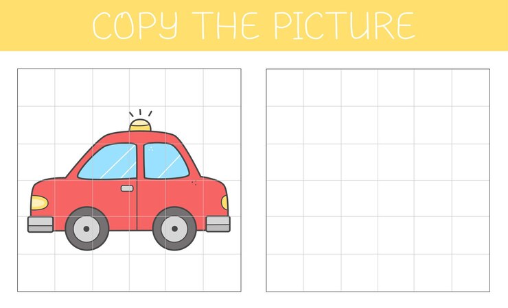 Vector copiar la imagen es un juego educativo para niños con un coche coche de dibujos animados lindo ilustración vectorial