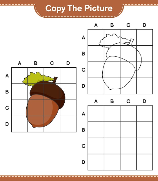 Copie la imagen copie la imagen de acorn usando líneas de cuadrícula