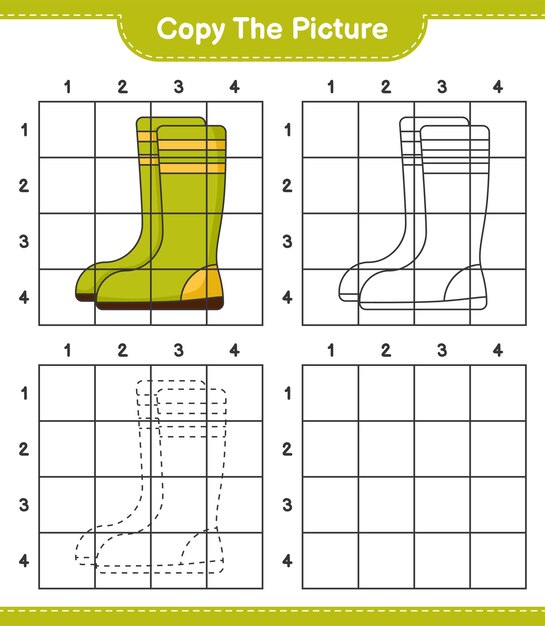 Copie la imagen copie la imagen de botas de goma usando líneas de cuadrícula