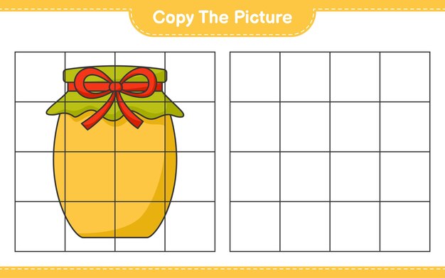 Copie la imagen copie la imagen de Jam usando líneas de cuadrícula Juego educativo para niños hoja de cálculo imprimible ilustración vectorial