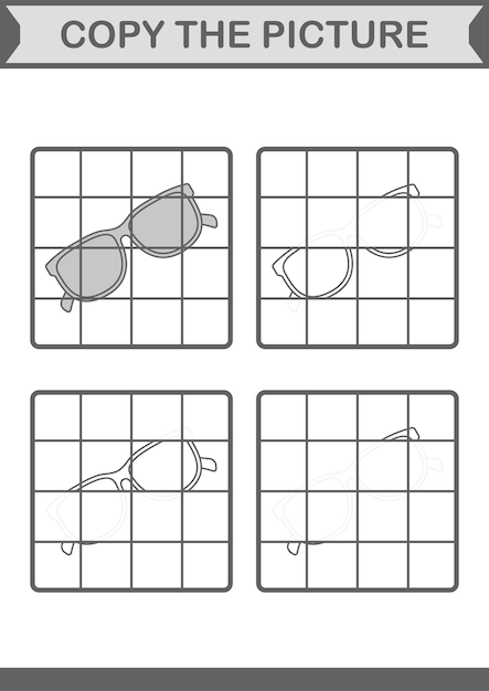 Copie la imagen con la hoja de trabajo de gafas para niños