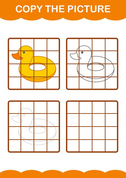 Copie la imagen con la hoja de trabajo del pato inflable para niños