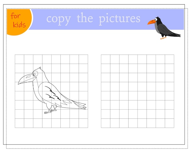 Copie la imagen juegos educativos para niños vector de cuervo de dibujos animados