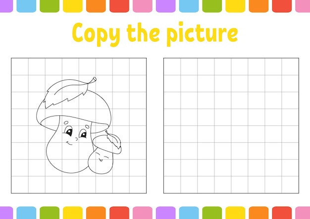 Copie la imagen Páginas de libros para colorear para niños Hoja de trabajo de desarrollo educativo Juego para niños Práctica de escritura Personaje divertido Ilustración vectorial