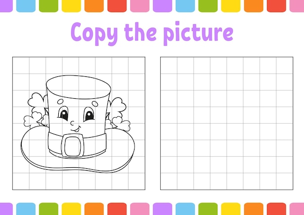Copie la imagen Páginas de libros para colorear para niños Hoja de trabajo de desarrollo educativo Juego para niños Práctica de escritura Personaje divertido Ilustración vectorial