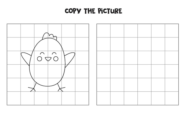 Copie la imagen del pollo de Pascua en blanco y negro Juego lógico para niños