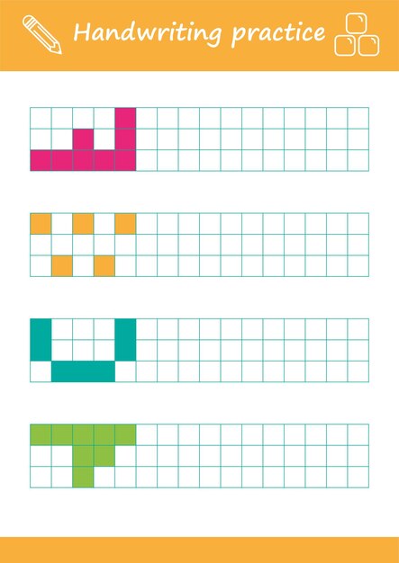Copie el patrón simétrico celda por celda. Tarea de dibujo para niños en una cuadrícula, vector educativo