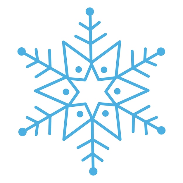 Copo de nieve azul con dos estrellas en el medio Ilustración de vector de invierno