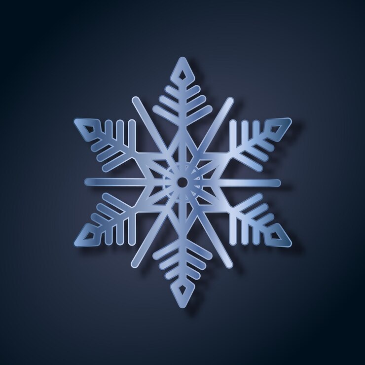 Vector copo de nieve azul metálico copo de nieve sobre un fondo azul oscuro elemento de navidad y año nuevo