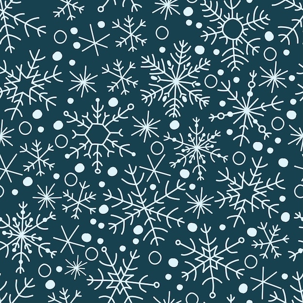 Copo de nieve azul simple dibujado a mano vector de patrones sin fisuras Año nuevo Navidad textura invierno nieve