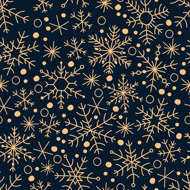 Copo de nieve azul simple dibujado a mano vector de patrones sin fisuras Año nuevo Navidad textura invierno nieve