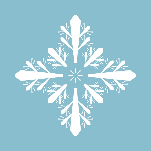 Un copo de nieve blanco aislado sobre un fondo azul claro Símbolo del icono del copo de Nieve logotipo para el diseño