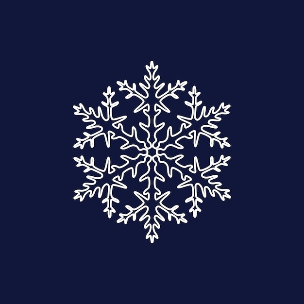 Copo de nieve blanco calado simétrico sobre un fondo azul similar a un cristal