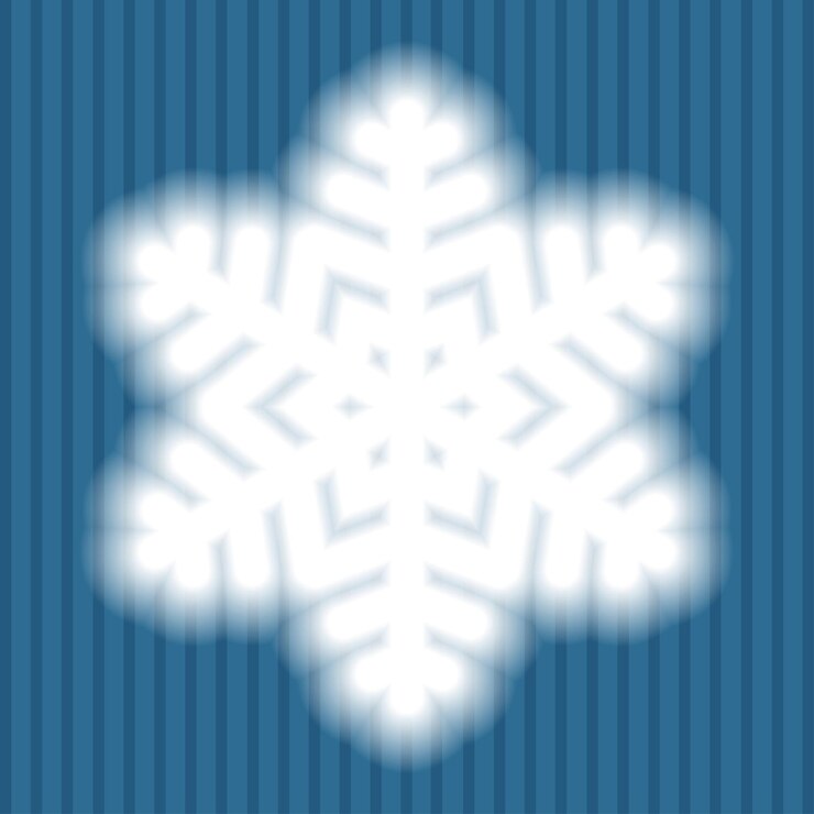 Vector copo de nieve blanco grande con bordes translúcidos suaves sobre fondo de rayas azules transparencia solo en archivo vectorial