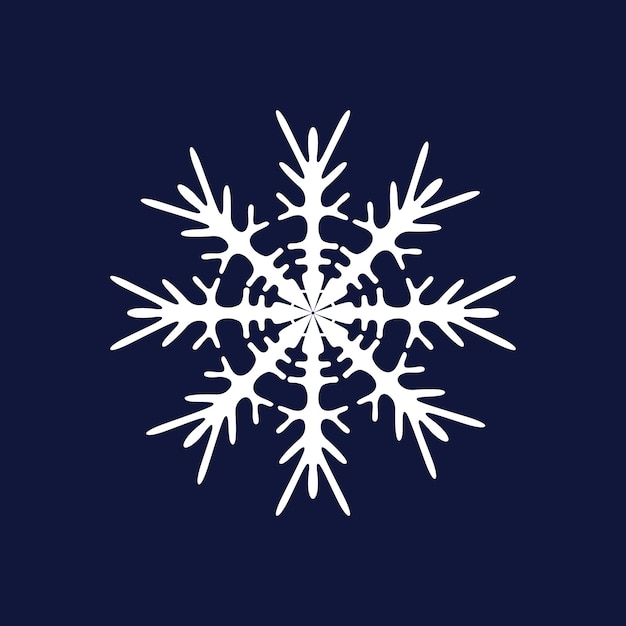 Copo de nieve calado blanco simétrico sobre fondo azul uno