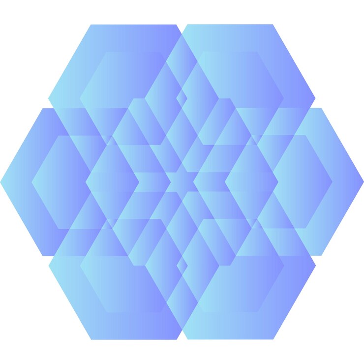 Vector copo de nieve calado hexagonal. gradiente de color azul. ilustración vectorial
