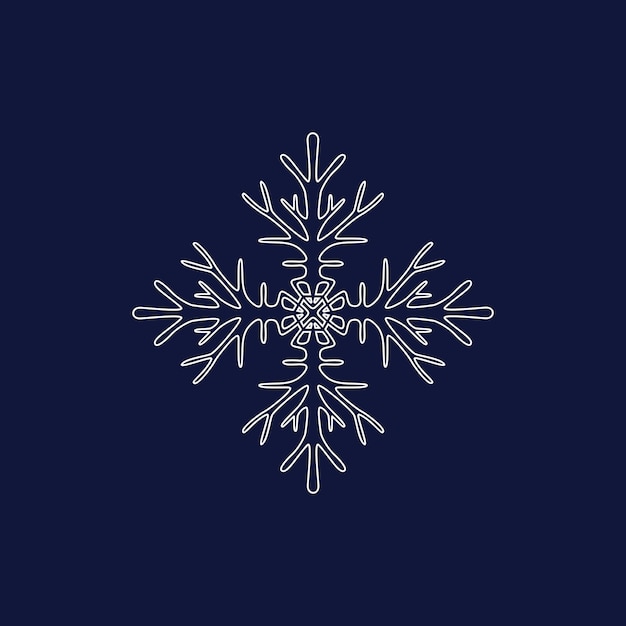 Copo de nieve de cuatro puntas con un patrón blanco sobre fondo azul.