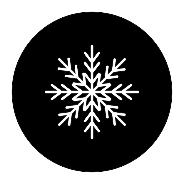 un copo de nieve está en un círculo negro