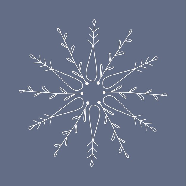 Copo de nieve en estilo doodle decoración de vacaciones de invierno