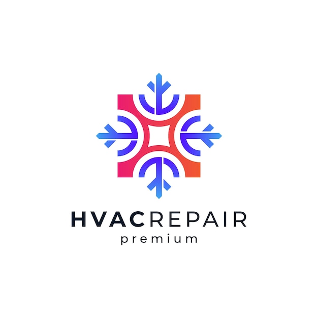 copo de nieve y estrella para el diseño del logotipo de reparación de HVAC