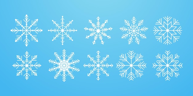 Copo de nieve en fondo aislado. colección de copos de nieve aislados. fondo de escarcha. icono de navidad. ilustración vectorial