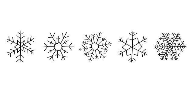 Copo de nieve en fondo aislado Colección de copos de nieve aislados Fondo de escarcha Navidad ico