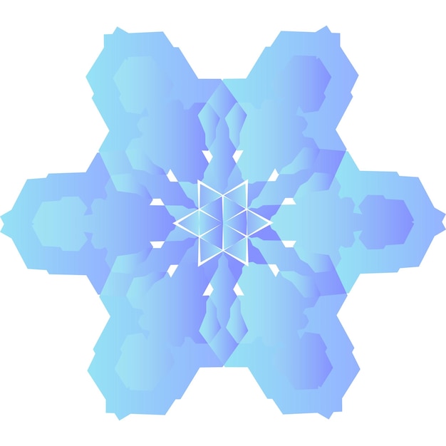 Vector copo de nieve geométrico. gradiente de color azul. icono del tiempo de ilustración vectorial