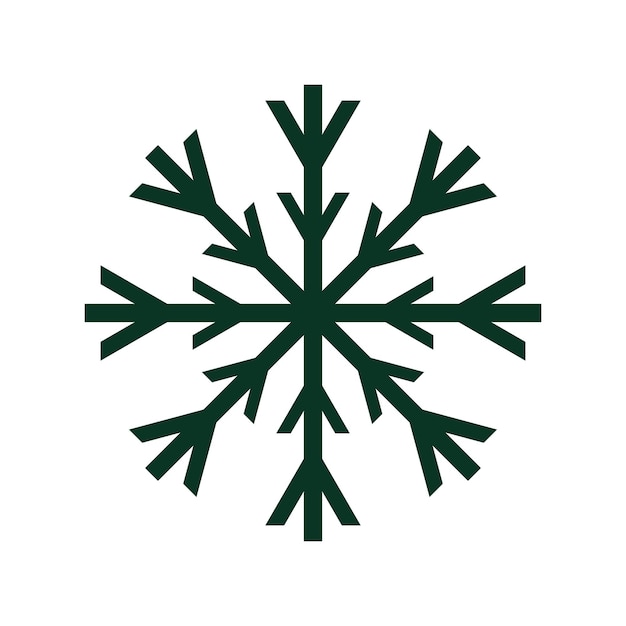 un copo de nieve con hojas verdes en él se muestra en un círculo verde