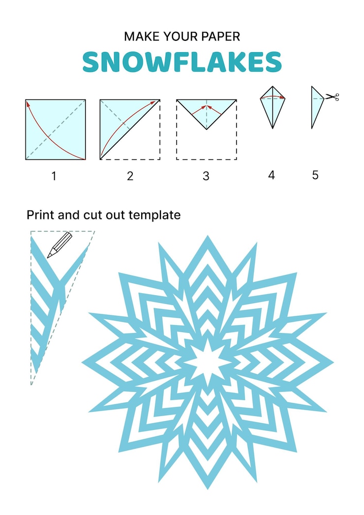 Vector copo de nieve de navidad de papel cómo hacer un copo de nieve de papercraft vector