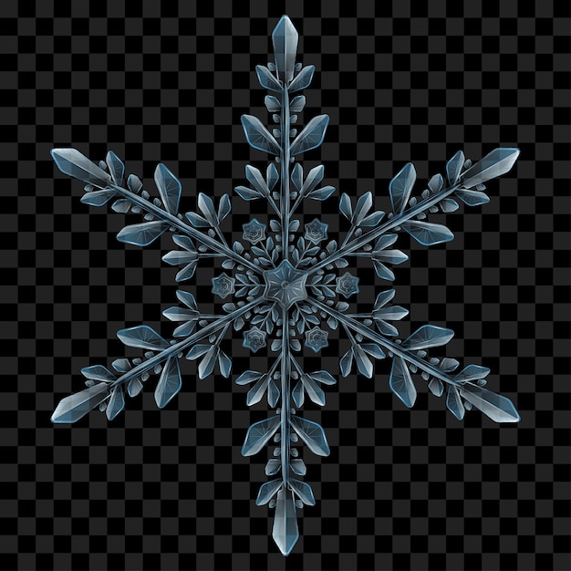 Copo de nieve de Navidad translúcido complejo grande en colores azul claro para su uso sobre fondo oscuro