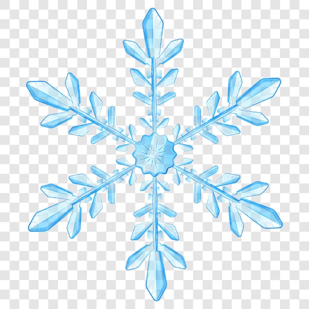 Copo de nieve de Navidad translúcido complejo grande en colores azul claro para usar sobre fondo claro