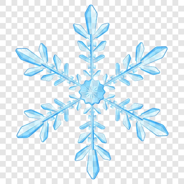 Vector copo de nieve de navidad translúcido complejo grande en colores azul claro para usar sobre fondo claro