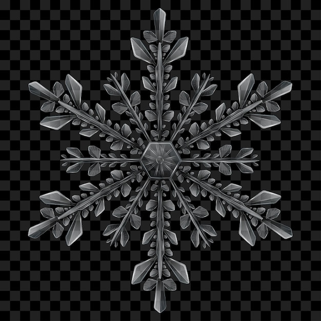 Copo de nieve de Navidad translúcido complejo grande en colores gris para usar sobre fondo oscuro. Transparencia solo en formato vectorial