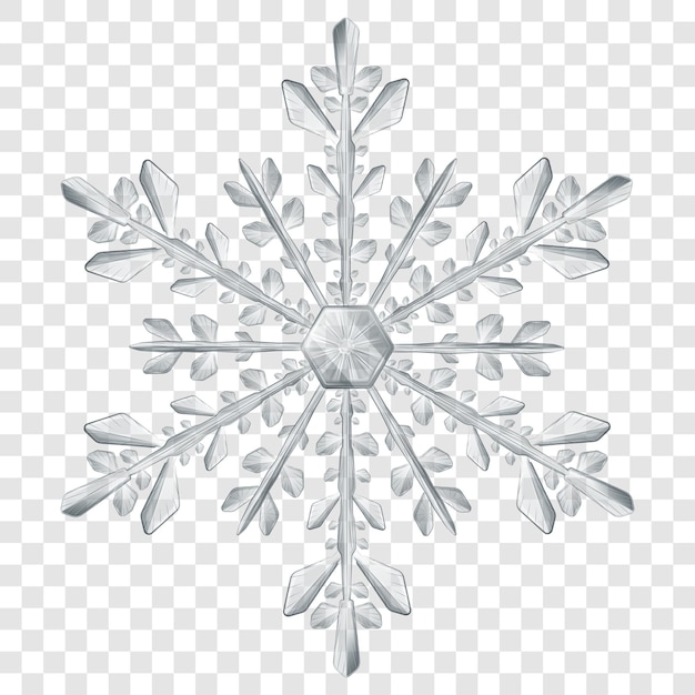 Copo de nieve de Navidad translúcido complejo grande en colores grises para su uso sobre fondo claro