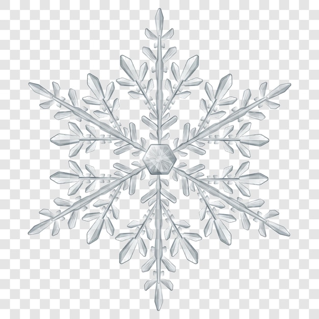 Copo de nieve de Navidad translúcido complejo grande en colores grises para su uso sobre fondo claro