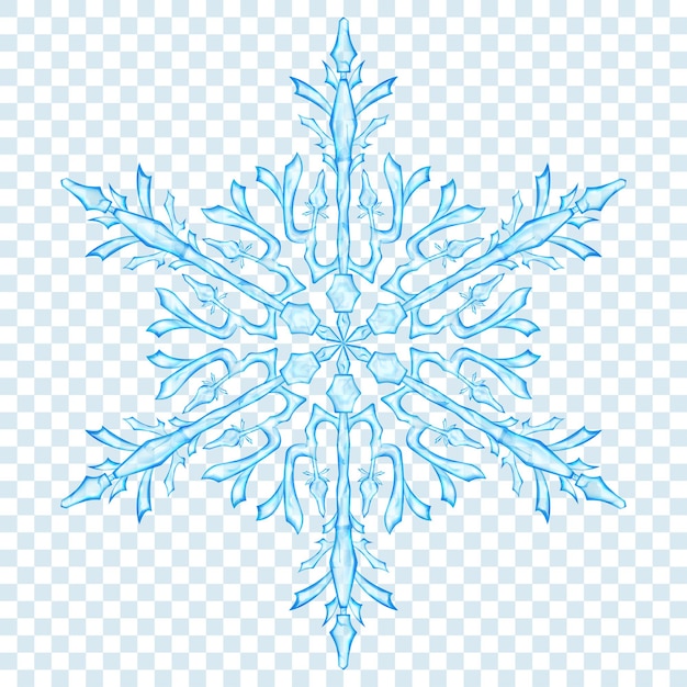 Copo de nieve de navidad translúcido grande en colores azul claro sobre fondo transparente. transparencia solo en formato vectorial