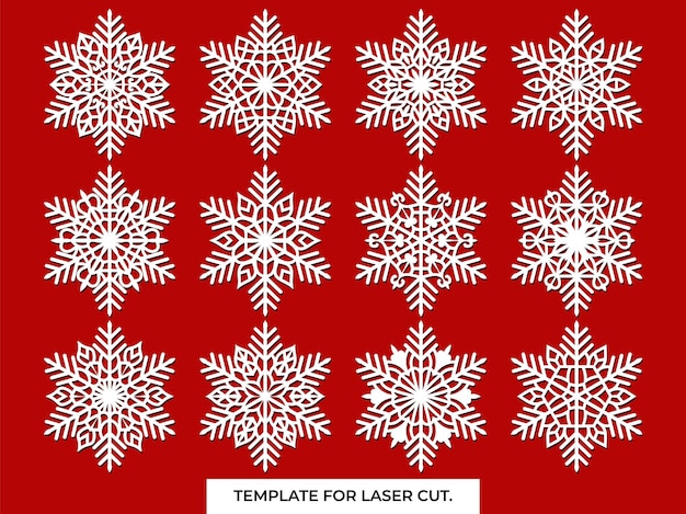 Copo de nieve de posavasos navideño con conjunto de plantillas vectoriales Lotus Mandala para cortar e imprimir Orienta