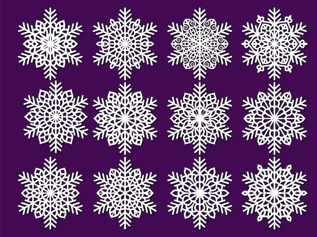 Copo de nieve de posavasos navideño con conjunto de plantillas vectoriales Lotus Mandala para cortar e imprimir Orienta