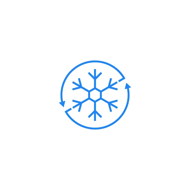 Copo de nieve con rotación de flecha. Plantilla de icono de vector