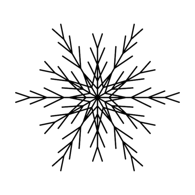 Copo de nieve simple de líneas negras. decoración festiva para año nuevo y navidad.